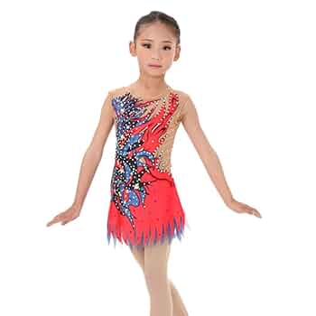 新体操衣装 Amazon | LIUHUO新体操衣装ガールズ赤青ダンスコートダンス